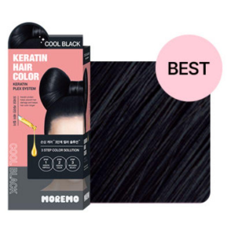 

moremo Keratin Hair Color Self Dye Kit Cool Black Double Set Low Damage & Nourishing 120g x 2