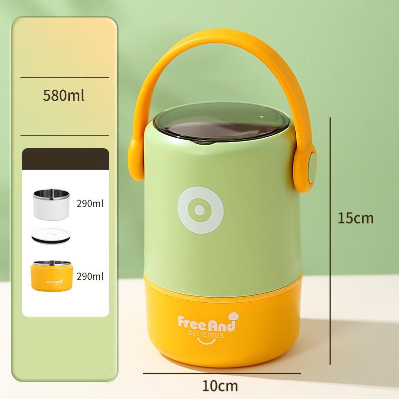 

580/820ML Thermal Bento Box Portable Double Layer Insulated Soup Cup with Spoon Lunch Box Thermo Keep Hot for School Children 2