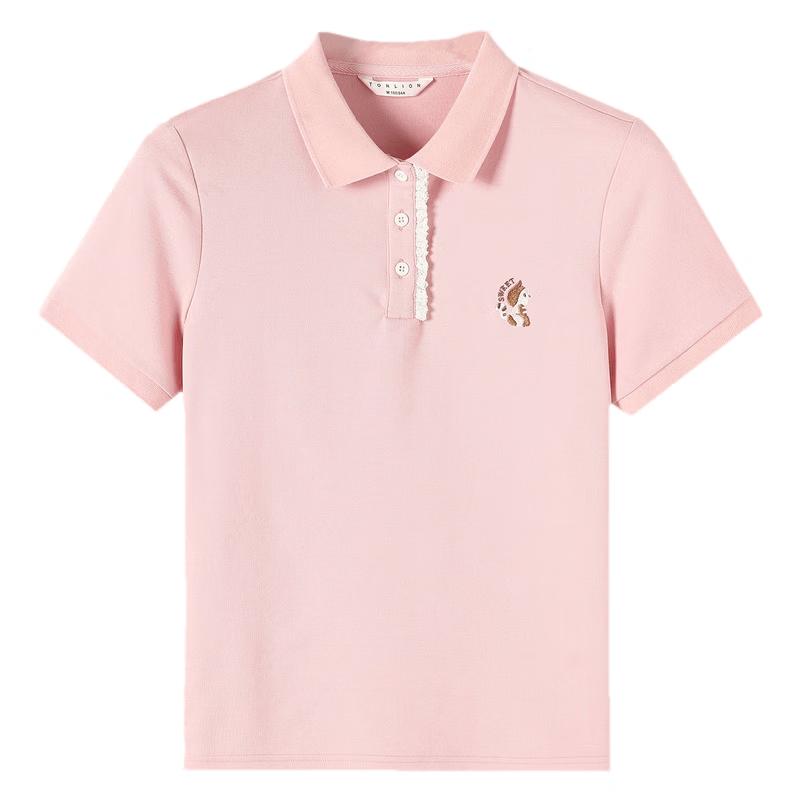 TonLion Women s Lace Placket Polo Shirt L