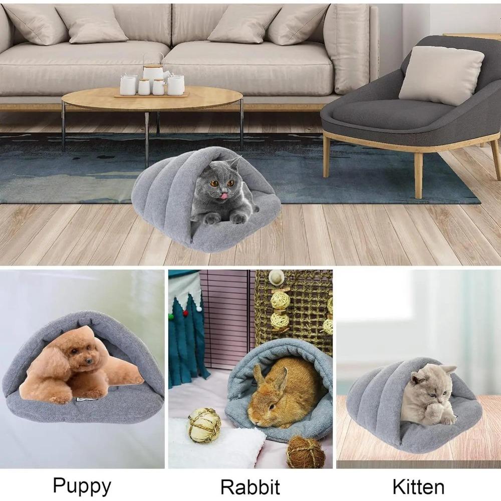 Katzenhunde Bett Kaninchenhöhle Schlafplatz Meerschweinchen Versteck Gemütliches Haus Haustier Weich Warmes Fleece Winter Hausschuhe Kissen Kleintiernest