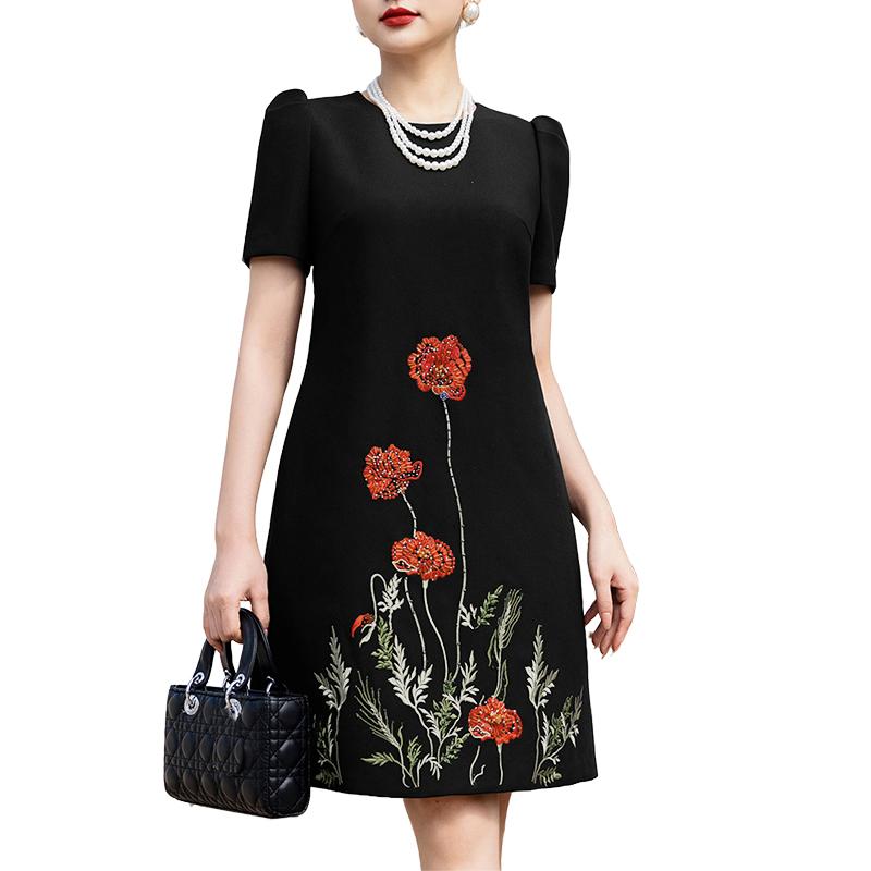 

ZANZEA Женское летнее повседневное платье с круглым вырезом, короткими рукавами и цветочным принтом 4XL чёрный