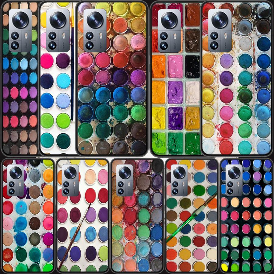 

Красочный набор акварельных красок, чехол для телефона с палитрой красок для Xiaomi Poco X4 X3 NFC M4 Pro 5G GT M2 M3 Mi Note 10 Lite F3 F2 F1 A1 A2 A3