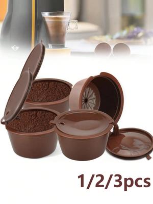 1/2/3/5pcs Reusable Coffee Capsule Filter Cup Dispenser For Nescafe Dolce Gusto Refillable Coffee Capsules Pod Compatible Kit