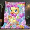 Cute Duck with Wings Bow Hearts Flowers Rainbow Fleece Blanket Magical Animal Print Soft Flannel Throw Kids Bedding Playroom