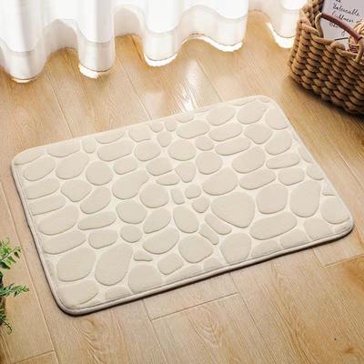 Minimalist Absorbent Stone-Embossed Coral Fleece Bathroom Mat