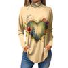 Tee Shirts For Women Fall Casual Long Sleeve Shirts Sweatshirt Vintage Printed High Neck Top Pullover
