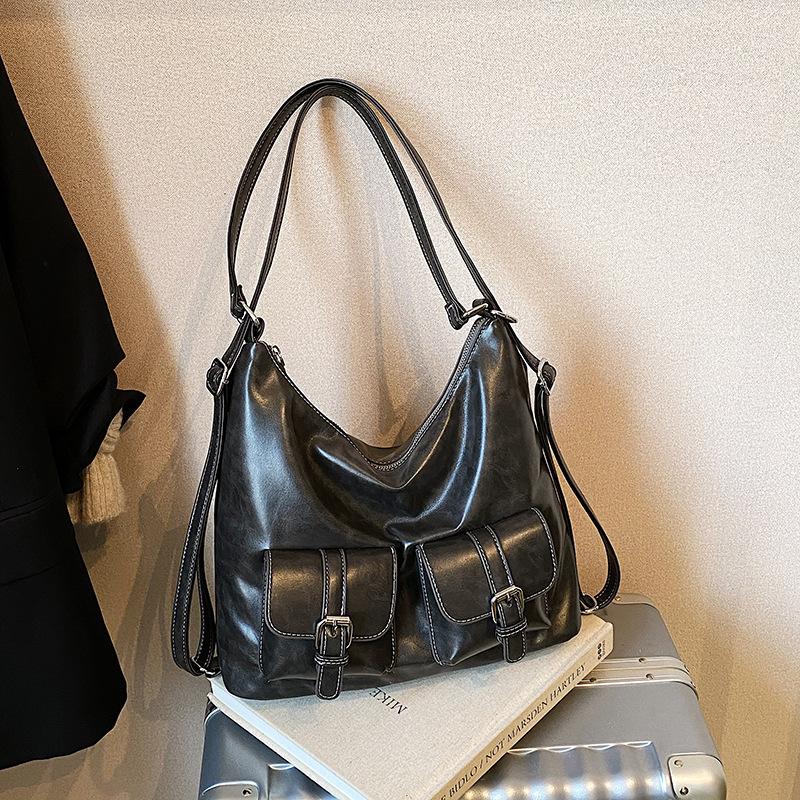 Tote Bag Women's Large Capacity 2025 New Autumn and Winter Retro Shoulder Commuter Bag Casual Texture Multi-functional Backpack