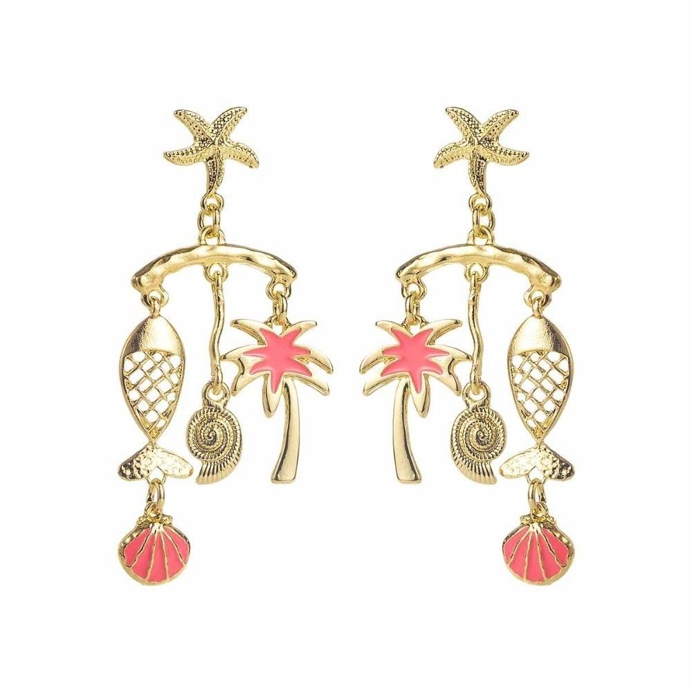 Coconut Tree Ocean Style Ear Studs Fish Starfish Earrings Chic Shell Earrings Studs Holiday