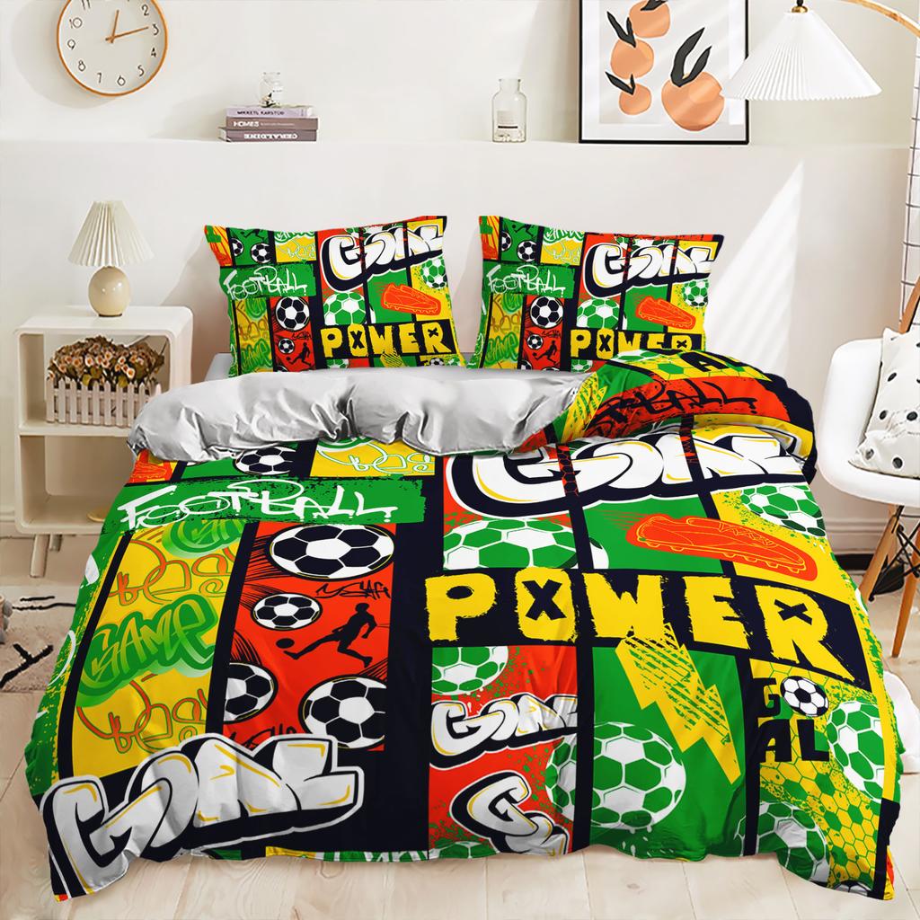 Set de lenjerie de pat cu trei piese Cupa Mondială de Fotbal, imprimare digitală