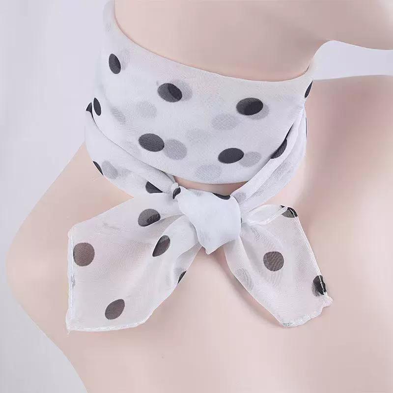 Square Chiffon Scarf Sun Protection Thin Scarves Soft Wrap Shawl Polka Dot Women Accessories CLE