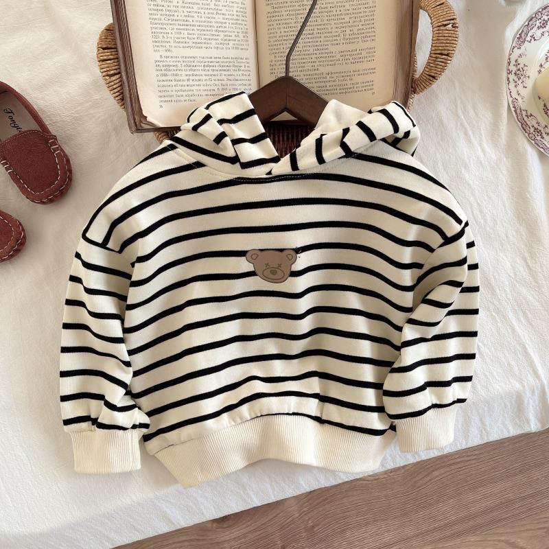 2025 Boys' Striped Jacket & Casual Hoodie Set - Korean Style Spring/Autumn Three-Piece for Children