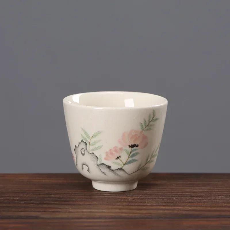 Chinese Tradition Ceramic Teacup Travel Meditation Cup Exquisite Hand Painted Tea Bowl Pu'er Master Cup Tea Set Accessories 50ml