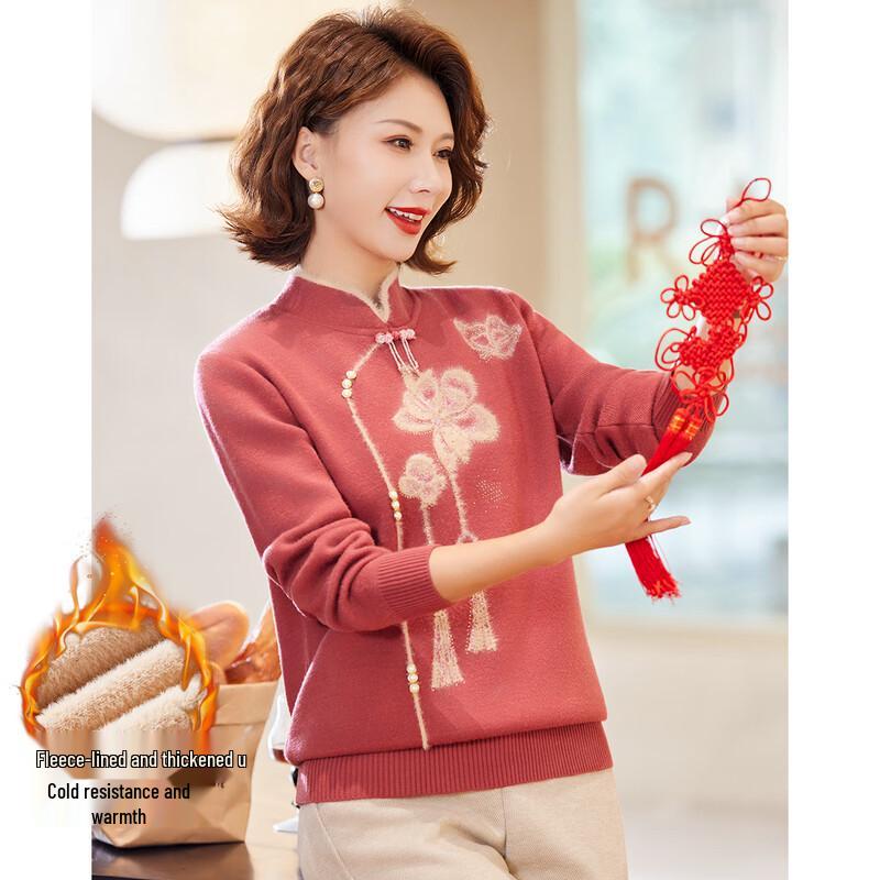 Женский вышитый бархатный трикотажный свитер с полувысоким воротником от Pasite 3XL