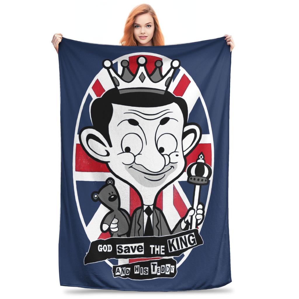 Mr Beans Cartoon Blankets  Plush Funny Warm Throw Blanket for Home Restaurant Spring Autumn,