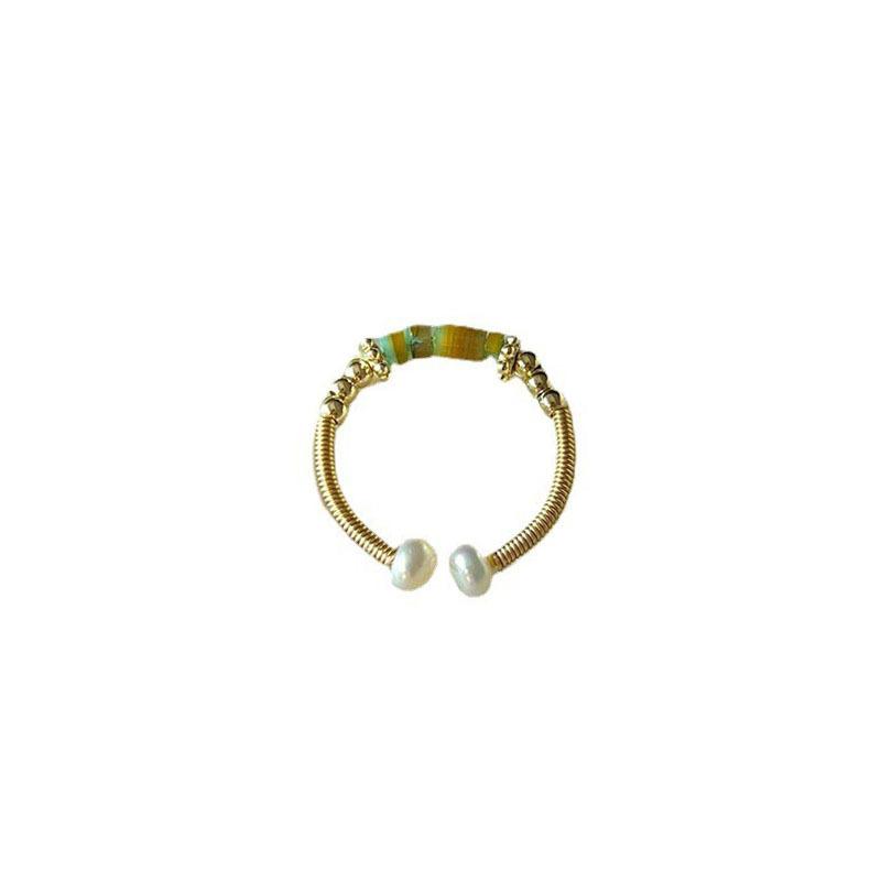 Pearl Bunny Ring Hepburn Style Fashion Metal Enamel Index Finger Ring Niche Design High-end Ring
