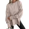Women's Fashionable Round Neck Long Sleeved Sports Casual Color Blocked Pullover Sweater Sweatshirt Top