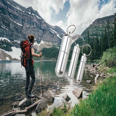 Aluminum Pill Box Case Bottle Cache Drug Holder for Traveling Camping Container Keychain Medicine Box Health Care