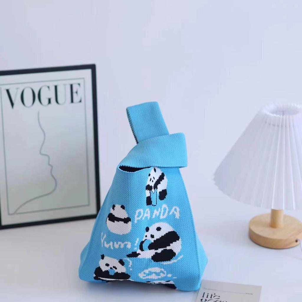 Panda Knit Women's Cross-Border Wrist Tote Handbag