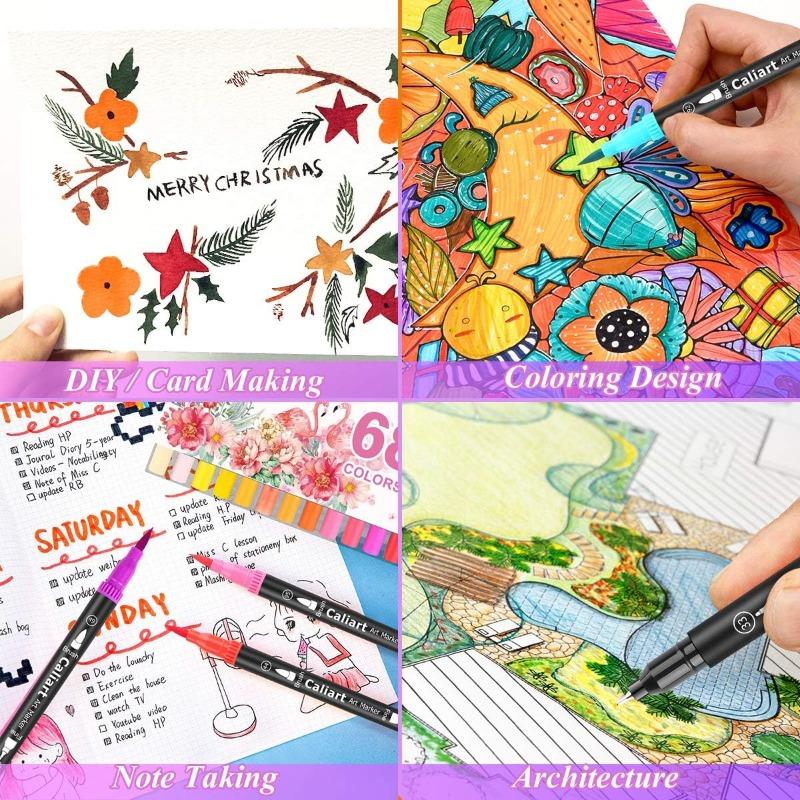 1PACK Double Head Watercolor Pen Soft Head Marker Children's Washable Art Color Pen Adult Books Cards Painting Craft Set, Teacher's Office Supplies