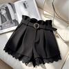 High-Waisted Black Lace A-Line Shorts for Petite Women - Pear-Shaped Slimming 2026 Summer Style