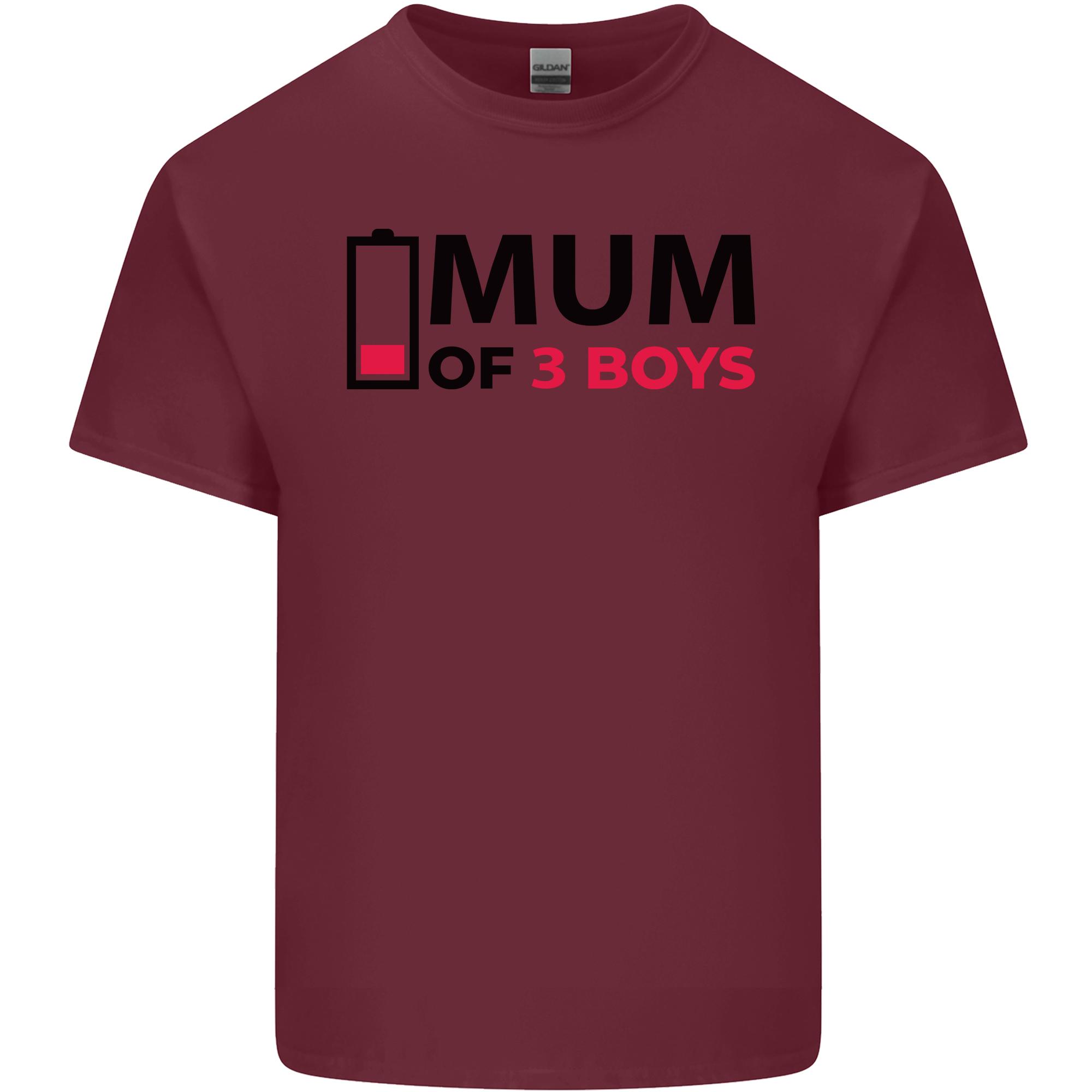 Mum of Three Boys Funny Mothers Day Unisexs Light Cotton TShirt S