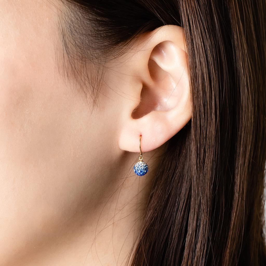 Estelle Rhinestone 10K Yellow Gold Earrings (Blue)