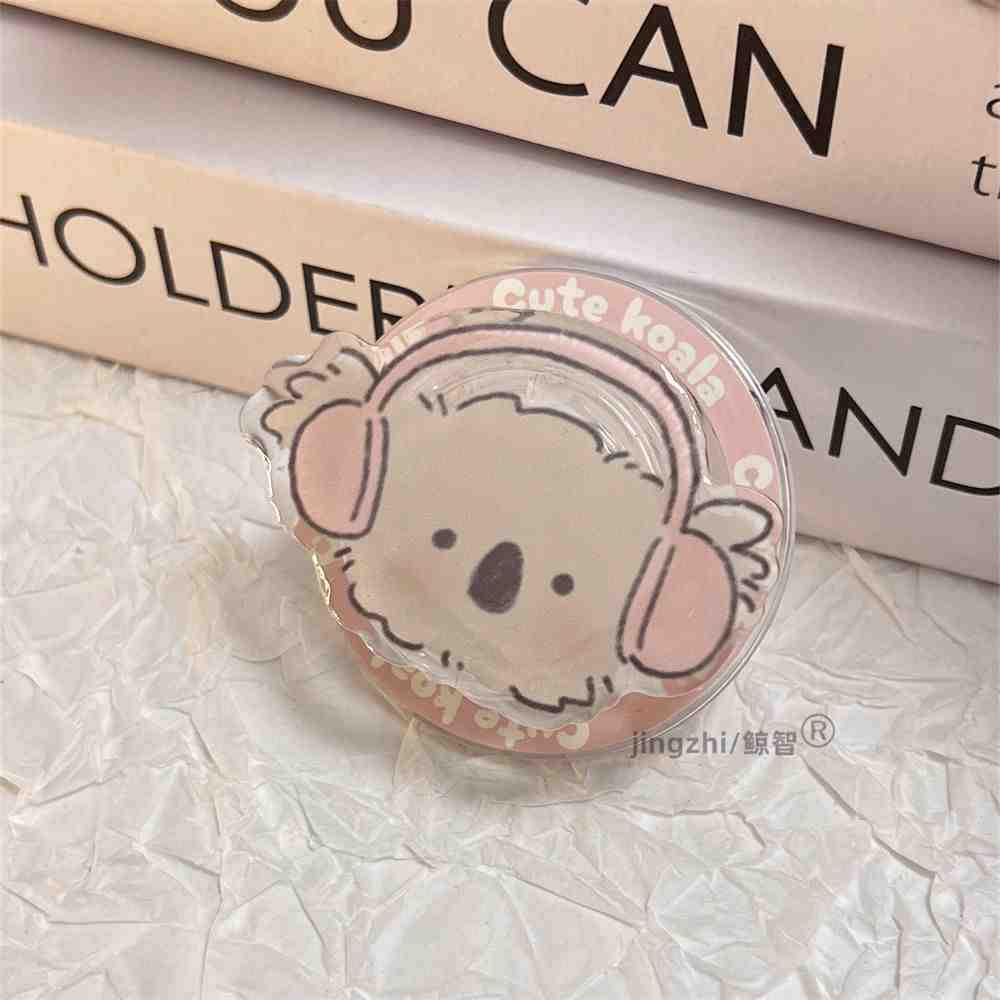 Foldable Cartoon Magnetic Phone Holder with Retractable Airbag and Strong Suction Ring