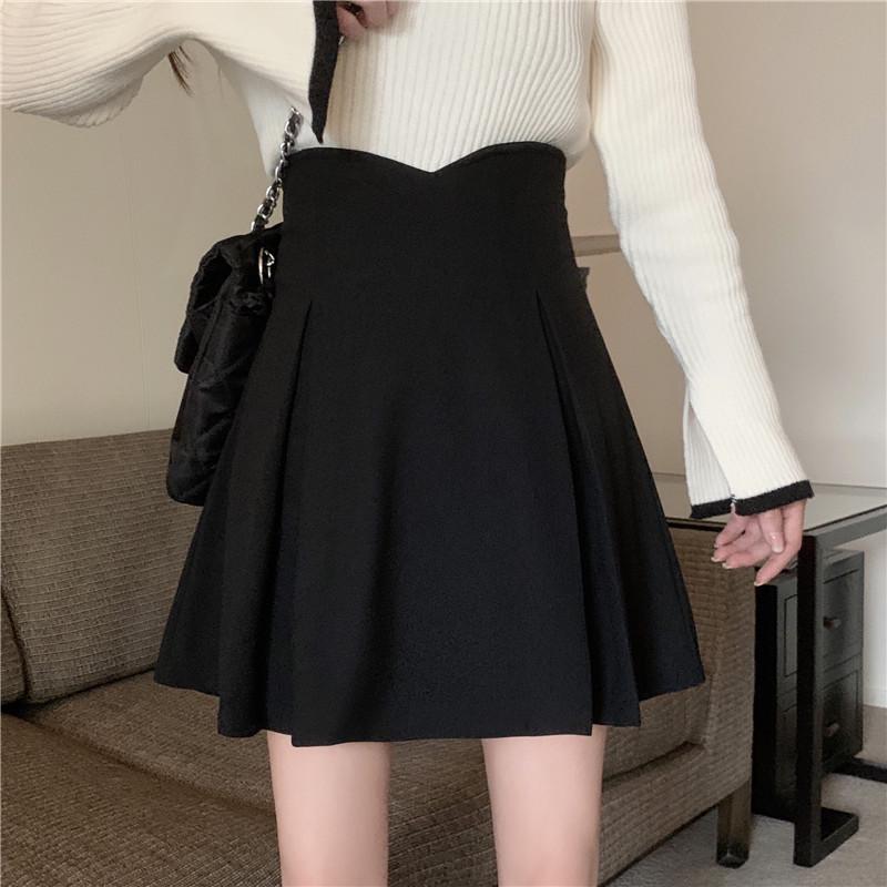 

2024 New Korean Style Women s Black Pleated A-line High Waist Midi Skirt 5XL 165-185