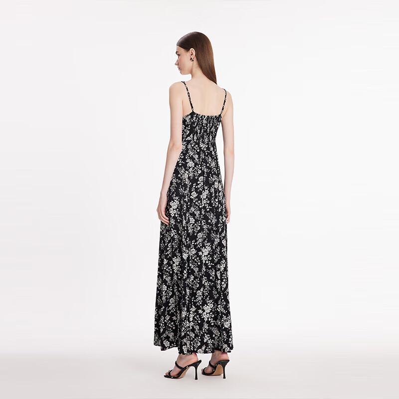 GOELIA Camellia Print Spaghetti Strap Maxi Dress