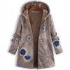 Printed Hooded Long Sleeve Coat Oversized Vintage Women Autumn Winter Warm Plush Jacket Casual