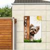 Tin Sign Wall Art, Yorkshire Terrier Dog Wooden Fence Decor for Home Gate