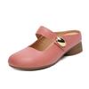 Inner Heightening Bag Head Half Drag Women Wear Summer Mary Jane Bag Head Shoes Pink Casual Soft-soled Sandals