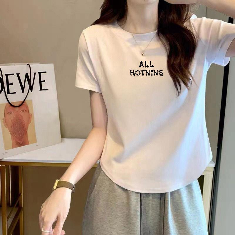 

Cotton short-sleeved t-shirt women s 2025 summer new slim-fit short small bottoming shirt women s clothes M