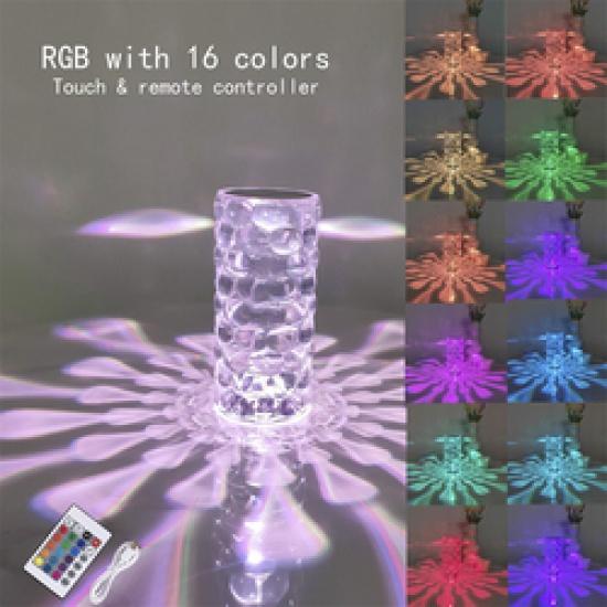 Rose Crystal Table Lamp With Battery Portable Touch Change Color Dia Mond Desk Lamp Night Light For Restaurant Bar Bedside