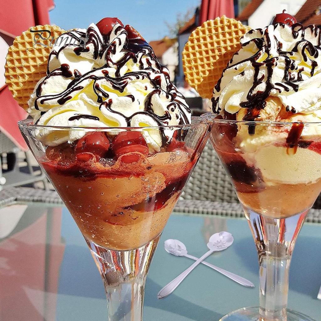 Clean Products 8 buc din oțel inoxidabil flori sculptate mini linguri de amestecare pentru deserturi ceai cafea