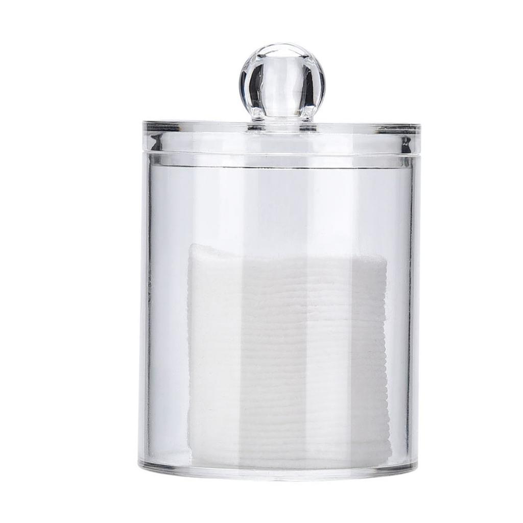 Transparent Round Cotton Bud Case Acrylic Cotton Swab Holder Storage Container Organizer