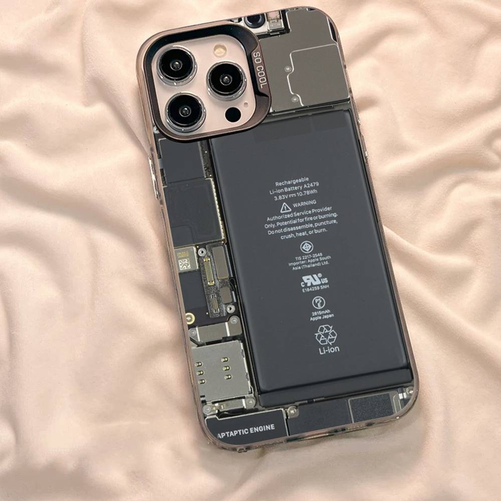 Creative Circuit Board Pattern Phone Case For iPhone 17 Air 16 15 14 11 12 13 Pro Max Plus X XR XS Colored Silver Hard Cover