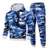 Camouflage Hooded Jacket Men's Thick Autumn Hoodie Men's Zipper Pullover Sweatshirt Two Piece Set