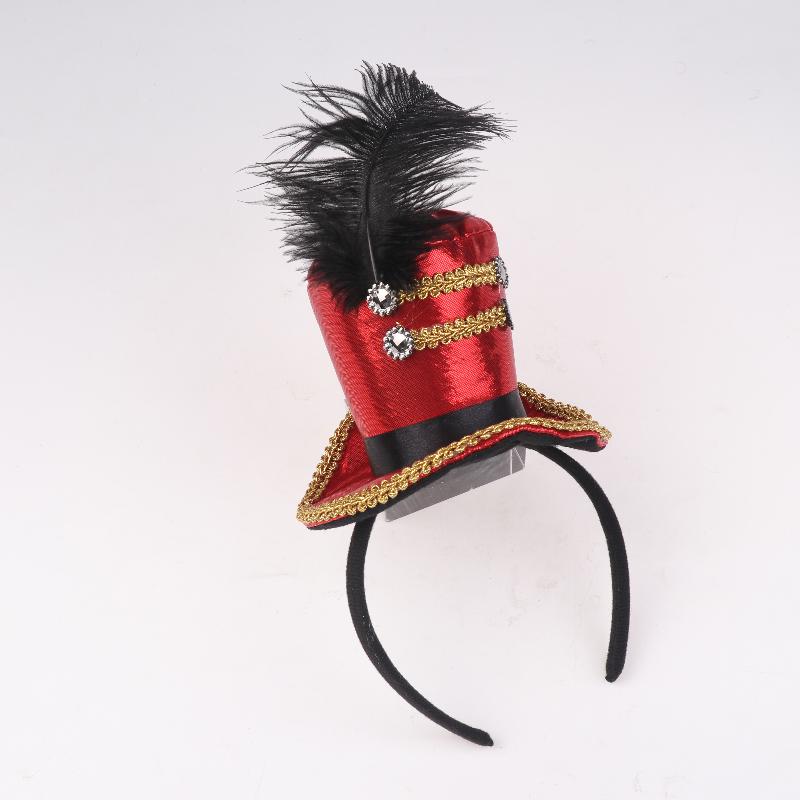 Mini Zylinder Federkappe Stirnband Zirkusdirektor Haarreif Cosplay Kostüm Haarreifen Kinder Erwachsene Haaraccessoires