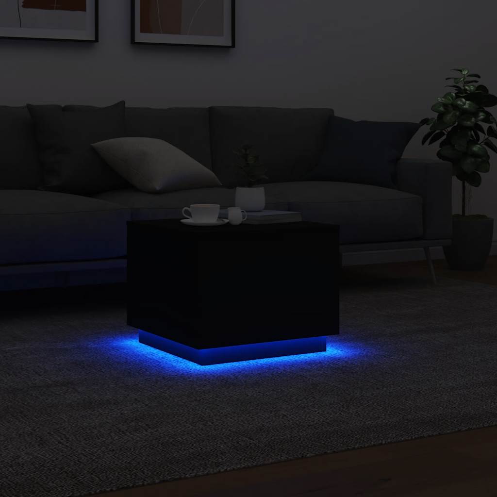 LED Coffee Table Black 50 x 50 x 40 cm