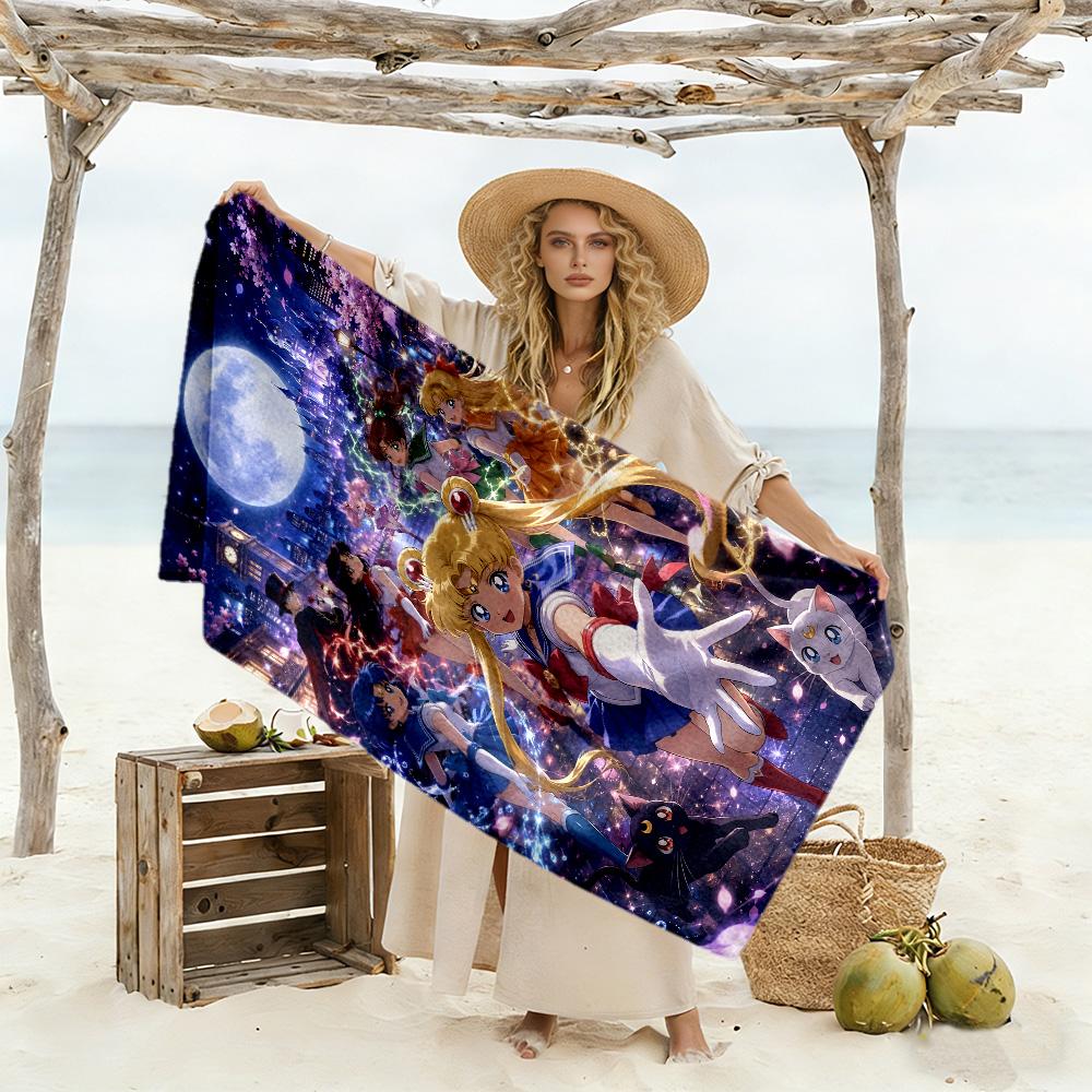 Sailor Moon Circle soft beach towel Durable Picnic mat, yoga & fitness, camping blanket Bath Accessory Wedding Party Gift
