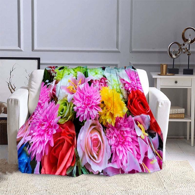 Rose Flower Pattern Blanket Sofa  Blankets for Beds Super Soft Warm Blanket Cover Flannel Throw Blanket Flannel Blanket