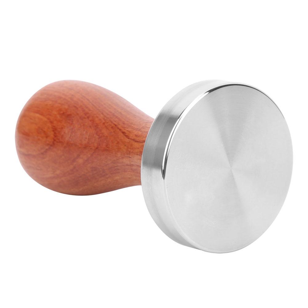 51mm Stainless Steel Coffee Tamper Wooden Handle Coffee Powder Hammer Press Tool Kitchen SuppliesFlat Bottom