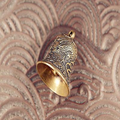 Vintage Messingglocke Geschnitztes Drachen-Totem Exquisite Handwerkskunst Sammlerstücke Hängender Schmuck Chinesisches Feng Shui Desktop-Dekoration