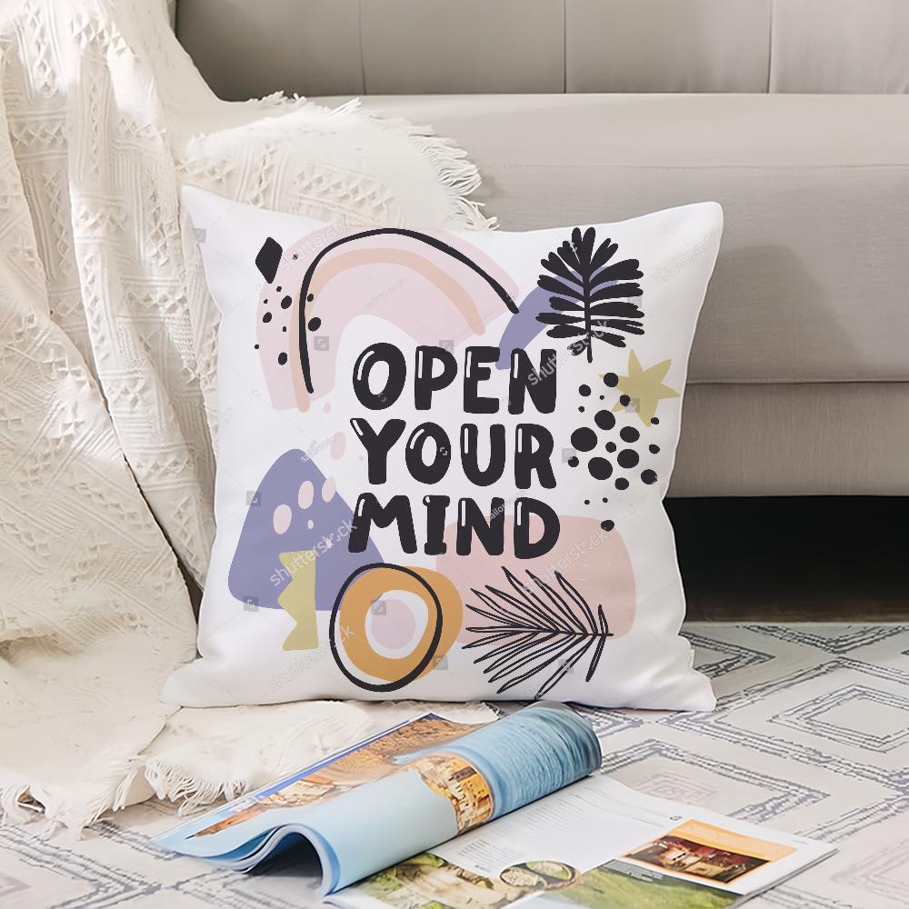 V-Vintage Abstract Open Your Mind Pillow Case Office Cushions Suitable For Sofa Car Decorative Cushion Cover