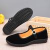 Polyurethane velvet women's single black flat heel square dance etiquette tooling hotel waiter cloth shoes ethnic style
