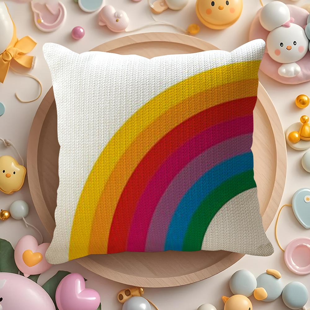 Orange Rainbow Personalized Decoration Series Pillow Case Sofa Living Room Bedroom Headboard Backrest Cushion Square Cushion