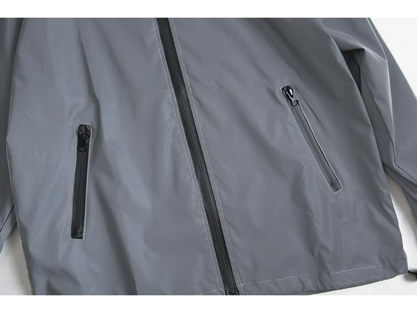 Winddichte reflektierende Jacke - Europäische/Amerikanische Größen, Unifarben, Trendig für Frühling/Herbst