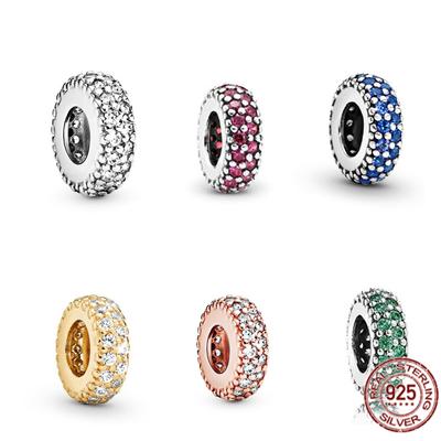Authentic 925 Sterling Silver Clear Sparkle Spacer Charm Bead Fit Sweet Fasion Bracelet Necklace Fine Jewelry Gift For Women