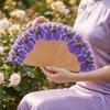 Hand-Painted Pattern Folding Fan Handmade Ancient Flower Fan Cheongsam Dance Fan  Cultural Event